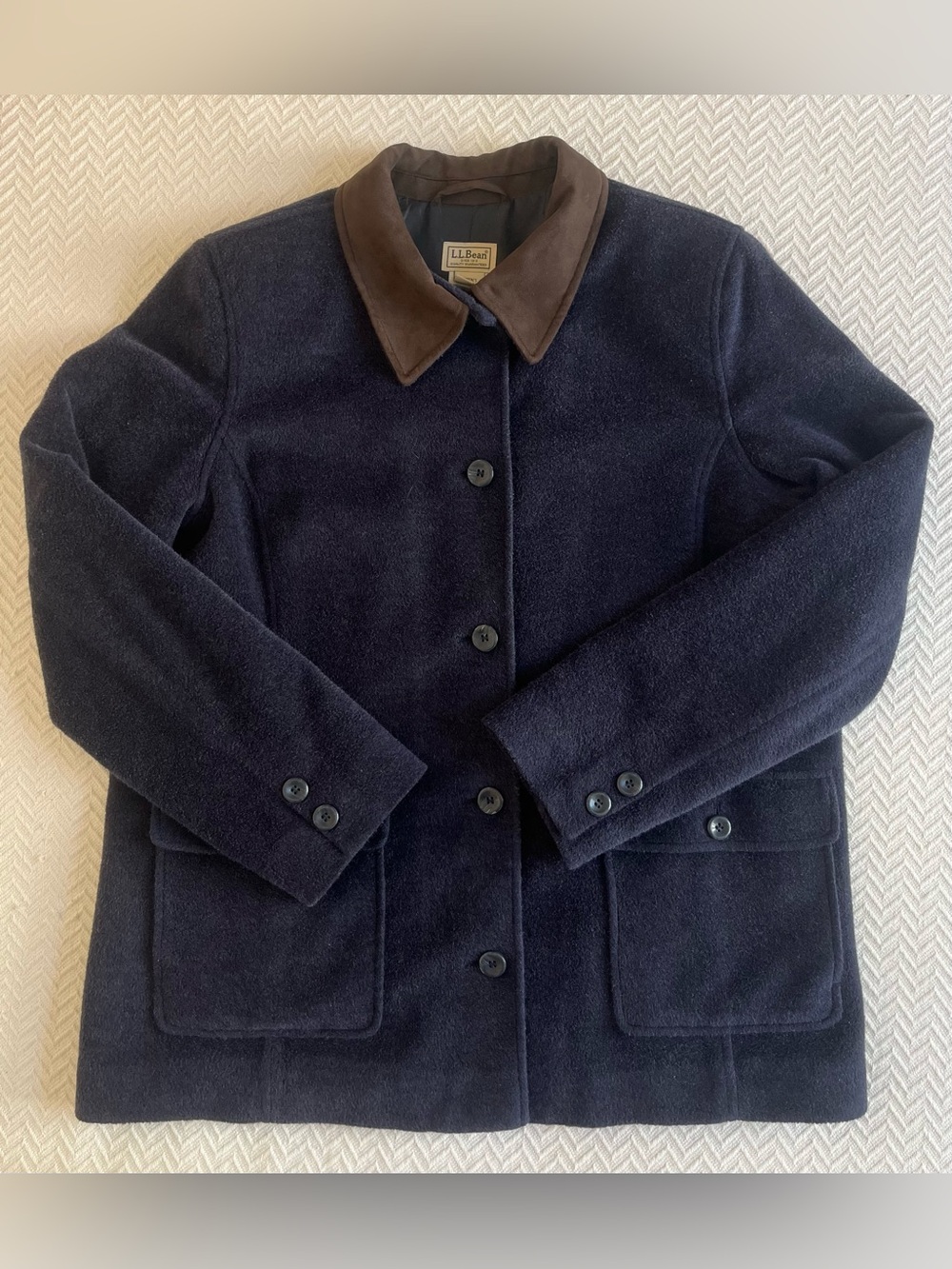 LL Bean Navy Blue Wool Blend Jacket